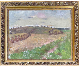 Дучиц Н.В "Поле.Снопы",1963г. Картон, масло. Размер 57х69 см. В родной раме. № 2822