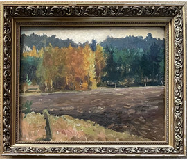 Дучиц Н.В "Земля белорусская", 1963г. Картон, масло.Размер 45х58 см. С родной рамой 57х68 см. № 2820