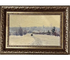 Фото: Кроль А.И "Зимка", 1963г. Картон, масло. Размер 50х30 см. № 3887 - Артикул №3887