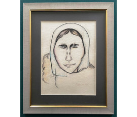 Щемелёв Л.Д "Анюта", 1972г. Карандаш, мелок. Разме 60х49 см. с рамой. № 2515