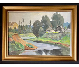 Фото: Стасевич И.Н "Родные места", 1978г. Картон, масло. Размер 36х52 см. № 3553 - Артикул №3553