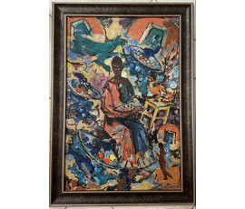 Кищенко А.М "Рождество", 1996г. ДВП, масло. Размер 60х40 см. с рамой 69,5х49,5 см. № 3141