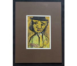 Акулов В.И "Жёлтый человек в чёрной шляпе",2003г. Смешанная техника. Размер с паспарту 60х45 см. № 3519