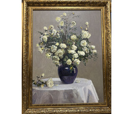 Бржозовский Г.Ф "Белые розы", 1975г. Холст, масло. Размер 80х60 см. № 2543