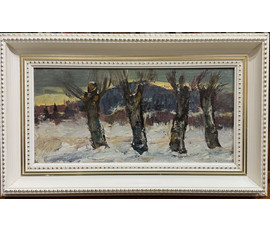Данциг М.В "За городом", 1965г. Холст, масло на картоне. Размер с родной рамой 65х40 см. № 3700