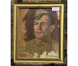 Назаренко Н.П "Портрет солдата", 1963г. Картон, масло.Размер 28,5х34,5 см. № 2897