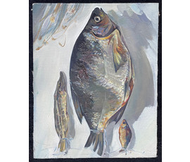 Тоболич М.Е "Рыбы", 1986г. Холст, масло. Размер 50х40 см. № 2676