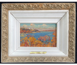 Дьяконов С.Д "Осень над Сожем", 1995г. Картон, масло.Размер 17х26 см. № 2667
