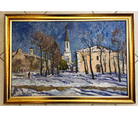 Лихоненко Н.И. Городской пейзаж. ДВП, масло. Размер 78х54см. № 3278