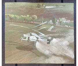 Надеждин Д.А "Сельскохозяйственная авиация.КА-26", 1985г. Оргалит, темпера.Размер 80х90 см. № 3809