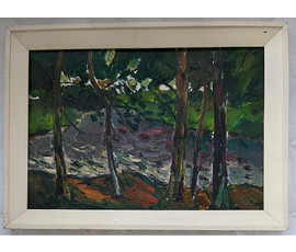 Залозный Н.Г "Ветреный день". Картон, масло. Размер 34,5х50 см. № 2688