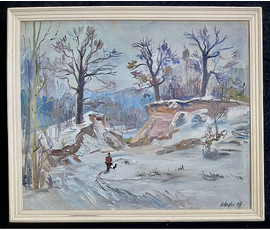 Юзвук В.С "Зімовы дзень", 1996г. Холст, масло. Размер 60х50 см. № 2703