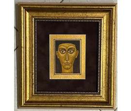 Гурвич Г.Л "Портрет", 1983г. Картон, масло. Размер 6,5х8,7 см. № 3070