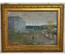 Фото: Рей И.П "Городская окраина. Минск", 1979г. Картон, масло.Размер 35х50 см. № 2844 - Артикул №2844