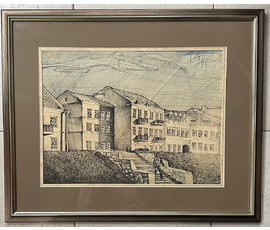 Фото: Богословский "Минск.Троицкое предместье", 1974г. Графика. Размер 39,5х29,5 см. С паспарту 56х46 см. № 2988 - Артикул №2988