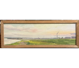 Бржозовский Г.Ф "Минск строится". Картон, масло. Размер 50х17,5 см. № 3468