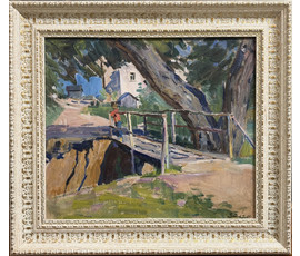 Зайцев Е.А "Мечты детства", 1961г. Картон, масло. Размер с рамой 58,5х52,5 см. № 3586