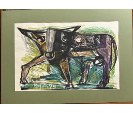 Акулов В.И "Альфа-самец",1995г. Смешанная техника. Размер 43х61 см. № 3476