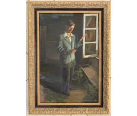 Данелия П.А "Ожидание",1952г. Картон, масло. Размер 48х32,5 см. № 1970