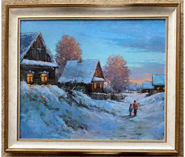 Житковский А.А "Морозный вечер", 2023г. Холст, масло. Размер 50х60 см. № 2554