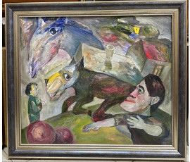 Фото: Акулов В.И "Сложности дрессировки...по мотивам Марка Шагала", 2009г. Холст, масло. Размер 70х60 см. № 3321 - Артикул №3321