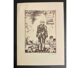 Селещук Н.М. Каталожный экслибрис"З кніг Міколы Селяшчука" 1978г. Офорт. Размер 11,2х8 см. № 2034