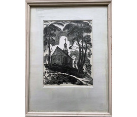 Фото: Исаков Г. П. "Георгиевская церковь" 1990г. Линогравюра. Размер 60х45 см. № 2080 - Артикул №2080