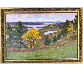 Фото: Московских В.Н "Разгулялась осень в мокрых долах", 1993г. Холст, масло. Размер 70х 110 см. № - Артикул № 2145