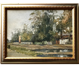 Булычев Ю.А. “Минск.Комаровка”, картон, масло. Размер 36х49 см. №756