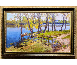 Белайчук А.В "Утро на Припяти", 2022г. Холст,масло. Размер 50х80 см. № 2249