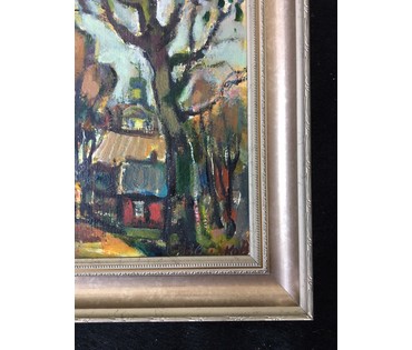Звонков И.Г. "Церковь", картон, масло. Размер 60х57 см. №547