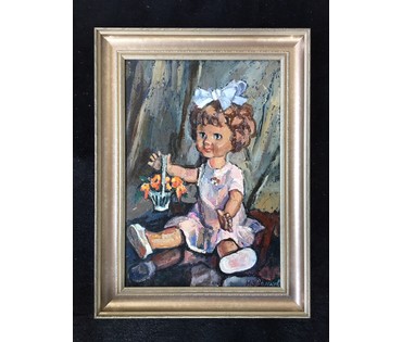 Звонков И.Г. "Кукла Маша", картон, масло. Размер 43х61.5 см. №554