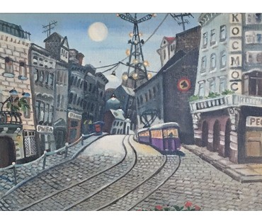 Каплан Самуил Соломонович (1928 г.р., Баку) "Пейзаж с луноходом", 1975 год (артикул №634) - фото №3