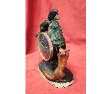 Часы "Лиса и Ворона", Касли, 1966 г., чугун, высота 16 см.