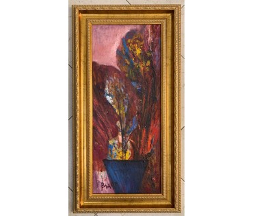 Акулов В.И. "На закате дня", 1997г. Оргалит, масло. Размер 37,5х72,5 см. (артикул №648) - фото №1