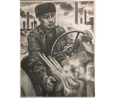 Романов С. (каталожная графика) "Выпрабавальнiк трактароу Э. Мацыёнак" 1977 г. №672