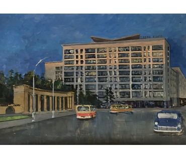 Булычев Ю.А. “Минск”, 1960 г. Картон, масло. Размер 60х85 см. (артикул №755) - фото №3