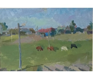 Крохалев П.С (Крохолев) Пейзаж. 1960г. Картон, масло. Размер 33х40 см. (артикул №769) - фото №3