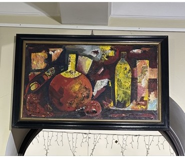 Акулов В.И. "Натюрморт с круглой бутылью", 1994 г. Холст, масло. Размер 60х100 см (артикул №776) - фото №4