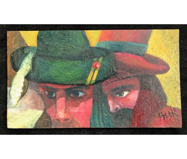 Акулов В.И. " Вольные люди", 2006 г. ДВП, масло. Размеры: 37х65 см. (артикул №787) - фото №5