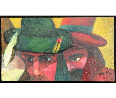 Акулов В.И. " Вольные люди", 2006 г. ДВП, масло. Размеры: 37х65 см. (артикул №787) - фото №6