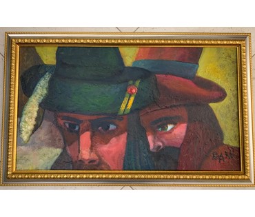 Акулов В.И. " Вольные люди", 2006 г. ДВП, масло. Размеры: 37х65 см. (артикул №787) - фото №1