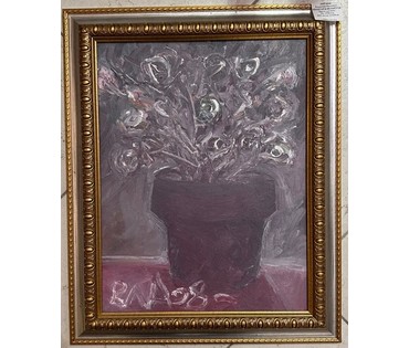 Акулов В.И. "Цветы для Н.Н.",1998 г. ДВП, масло. Размер 36,5х45см. (артикул №801) - фото №1