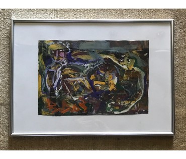 Акулов В.И. "Странная троица”, 2003 г. Смешанная техника письма. Размер с рамой и паспарту 30х43 см. (артикул №805) - фото №1