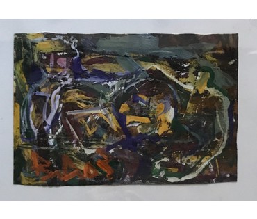 Акулов В.И. "Странная троица”, 2003 г. Смешанная техника письма. Размер с рамой и паспарту 30х43 см. (артикул №805) - фото №2
