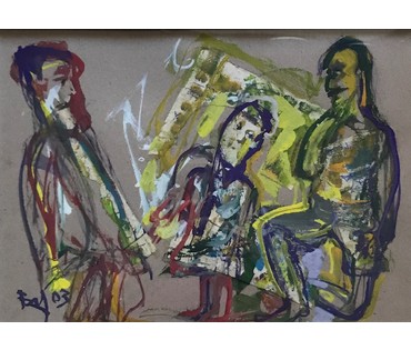 Акулов В.И. "Хорошие новости”, 2003г. Смешанная техника письма. Размер 30х43 см. (артикул №806) - фото №2