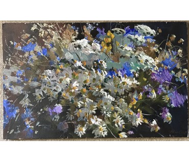Стасевич И.Н. "Кветкі Радзімы",1965 г.Картон, масло. Размер 100х70 см. (артикул №816) - фото №6