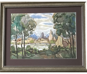 Кубарев В.Г. “Тайная бухта". Бумага, гуашь, акварель. Размер 55х68 см. с рамой и паспарту. (артикул №881) - фото №1