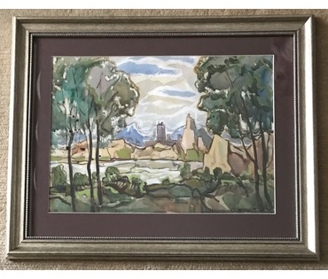 Кубарев В.Г. “Тайная бухта". Бумага, гуашь, акварель. Размер 55х68 см. с рамой и паспарту. (артикул №881) - фото №3