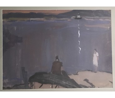 Кубарев В.Г. "Романтика", бумага, акварель. Размер 74,5х95,5 см. с рамой и паспарту. (артикул №887) - фото №5